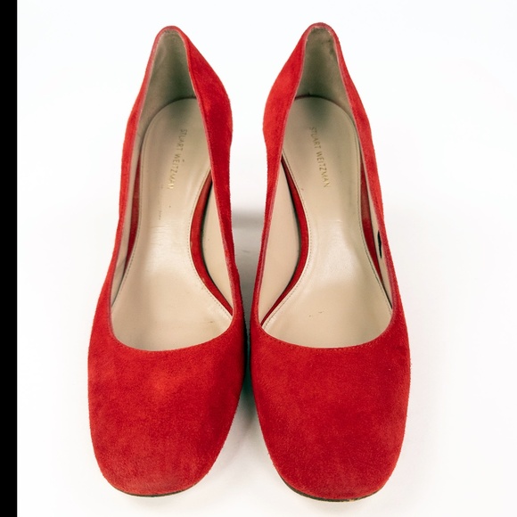 Stuart Weitzman Block Heel Suede Pumps Heels - Picture 3 of 6